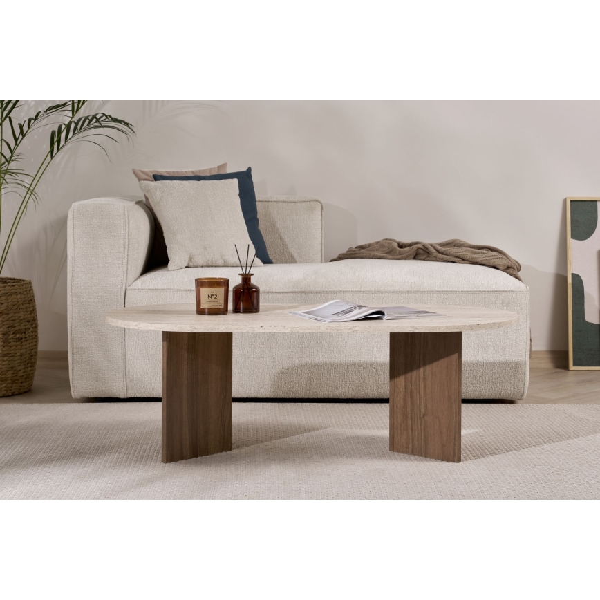 Couchtisch NEL 119x60 cm beige/Nussbaum