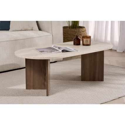 Couchtisch NEL 119x60 cm Travertin/Nussbaum