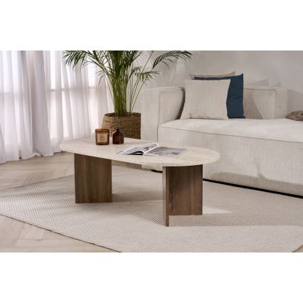 Couchtisch NEL 119x60 cm Travertin/Nussbaum