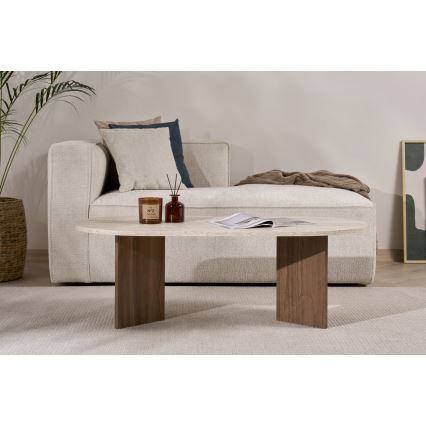 Couchtisch NEL 119x60 cm Travertin/Nussbaum