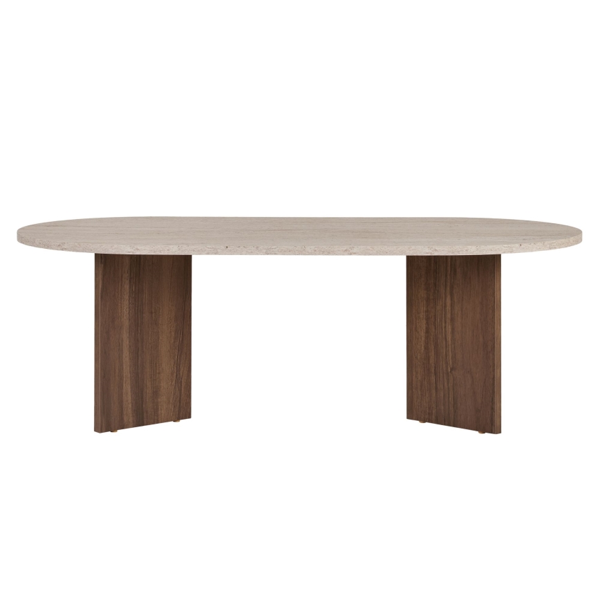 Couchtisch NEL 119x60 cm Travertin/Nussbaum