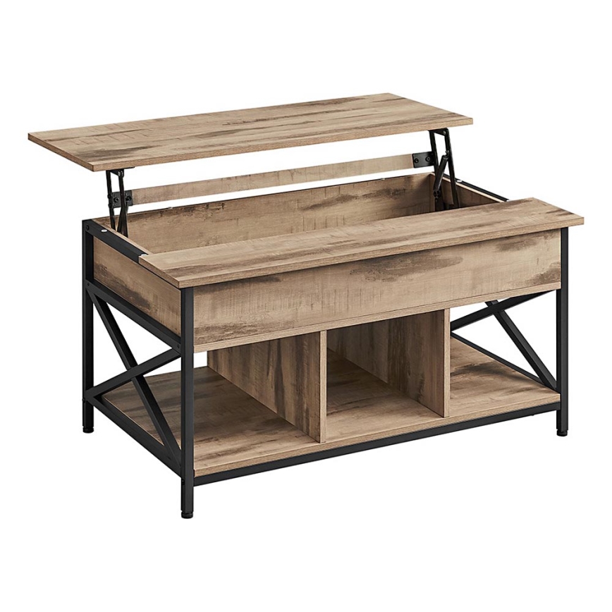 Couchtisch NYRO mit Hebefunktion, braun/schwarz