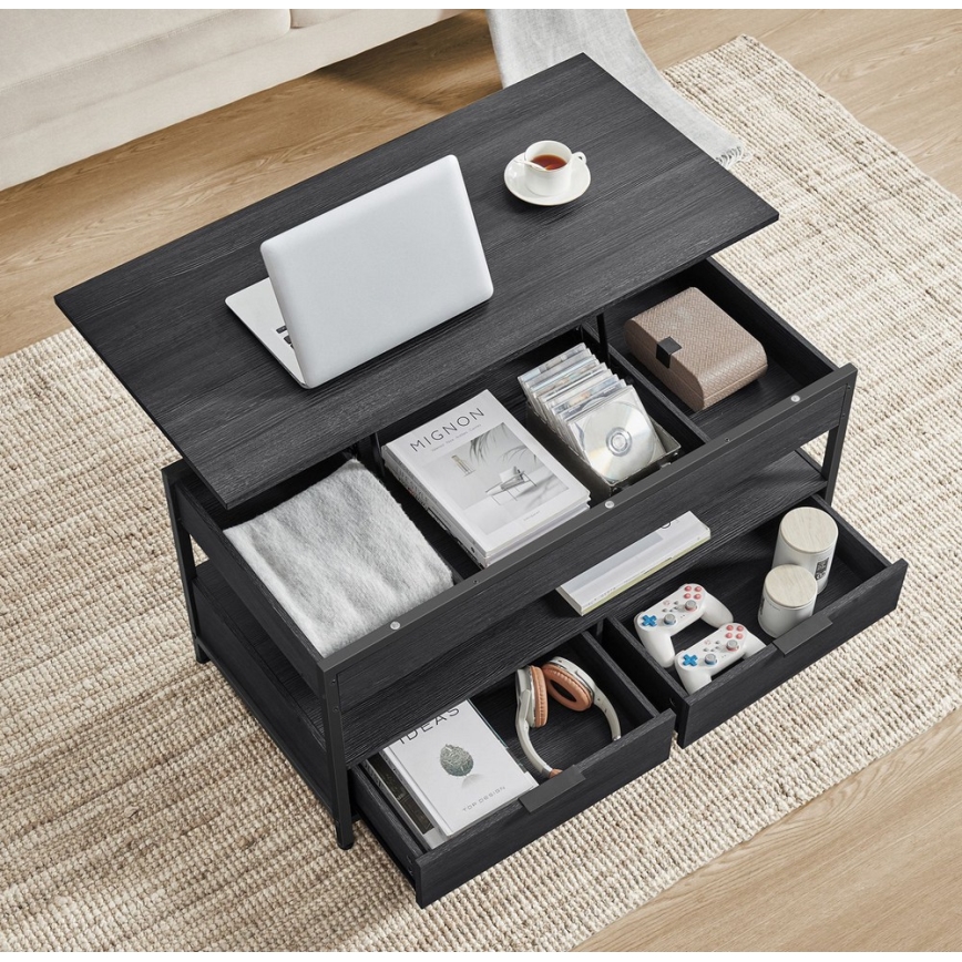 Couchtisch NYRO mit Hebefunktion, schwarz