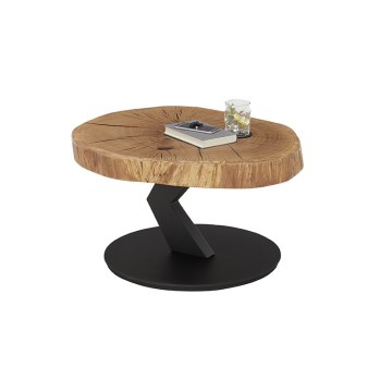 Couchtisch ODIN Ø 75 cm Eiche/Schwarz