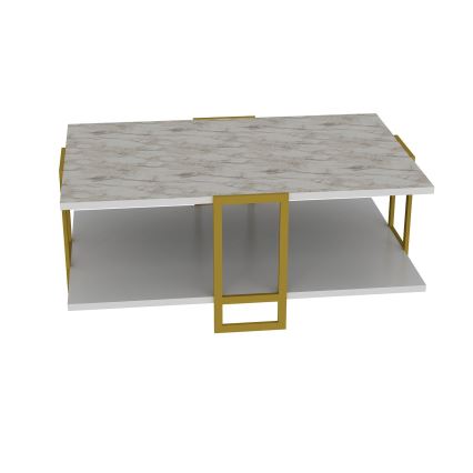 Couchtisch POLKA 36,6x91,5 cm gold/weiß