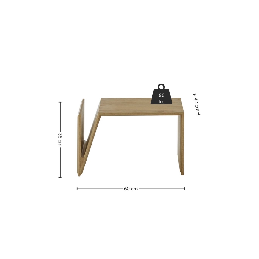 Couchtisch PRISM, 60x40 cm, vertikal und horizontal verstellbar, Eiche