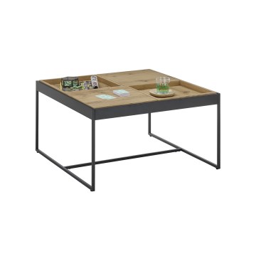 Couchtisch PULSE 83 x 83 cm Eiche/Schwarz