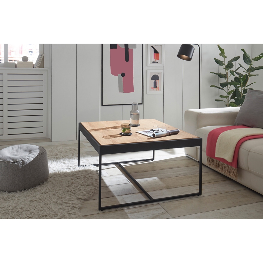 Couchtisch PULSE 83 x 83 cm Eiche/Schwarz
