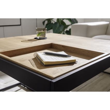 Couchtisch PULSE 83 x 83 cm Eiche/Schwarz