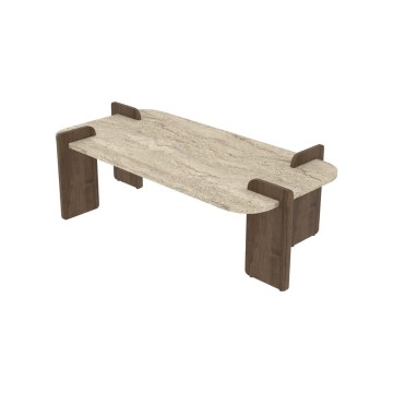 Couchtisch PURO 120x60 cm Walnuss/Travertin