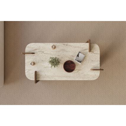 Couchtisch PURO 120x60 cm Walnuss/Travertin