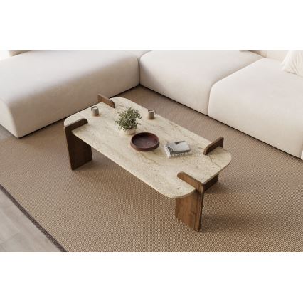 Couchtisch PURO 120x60 cm Walnuss/Travertin