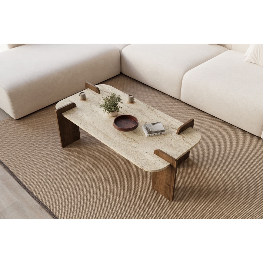 Couchtisch PURO 120x60 cm Walnuss/Travertin
