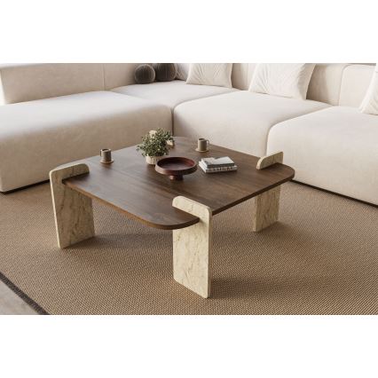Couchtisch PURO 90x90 cm Walnuss/Beige