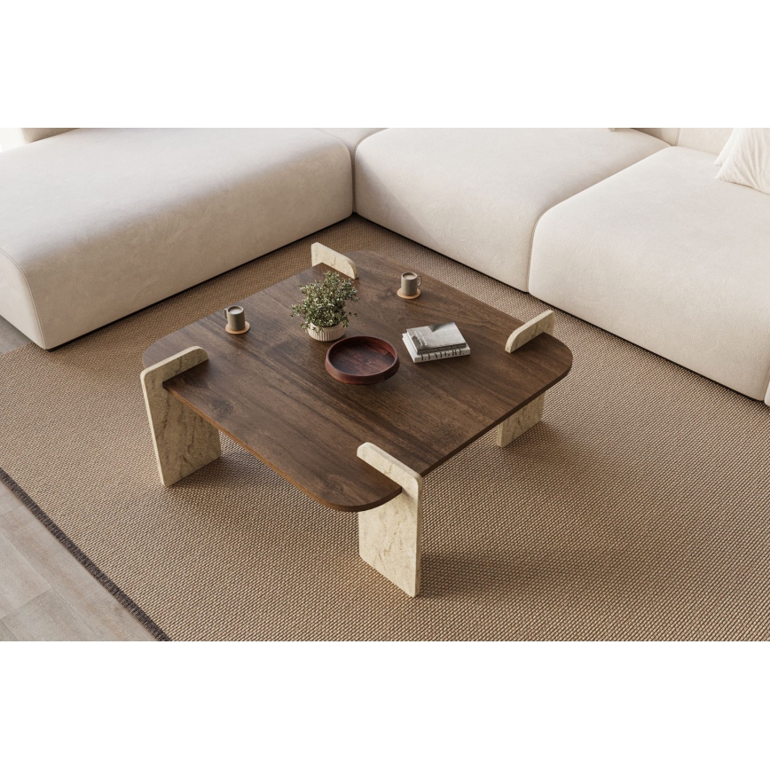 Couchtisch PURO 90x90 cm Walnuss/Beige