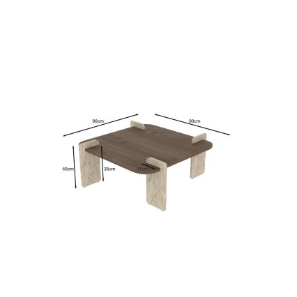 Couchtisch PURO 90x90 cm Walnuss/Beige