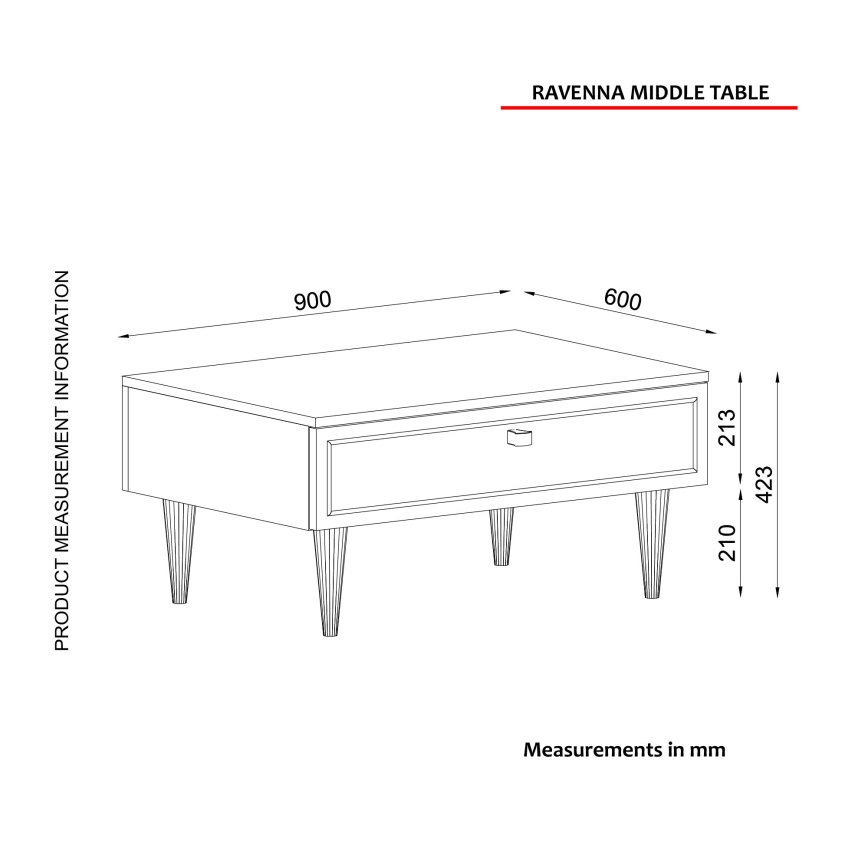 Couchtisch RAVENNA 60x90 cm weiß