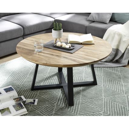 Couchtisch RIVA Ø 90 cm Akazie/Schwarz