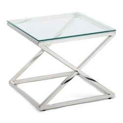 Couchtisch SALIBA 50x50 cm Chrom/transparent