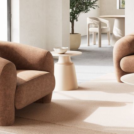 Couchtisch SANTORINI Ø 45 cm Travertin/grau/Keramik