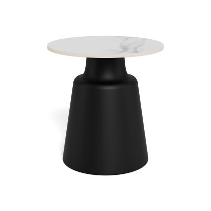 Couchtisch SANTORINI Ø 45 cm Travertin/Schwarz/Keramik