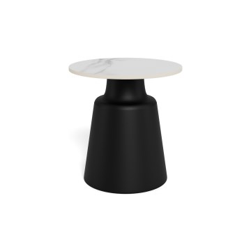 Couchtisch SANTORINI Ø 45 cm, weiß/schwarz, Keramik