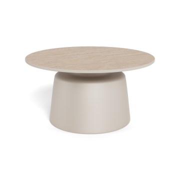 Couchtisch SANTORINI Ø 70 cm Travertin/grau/Keramik
