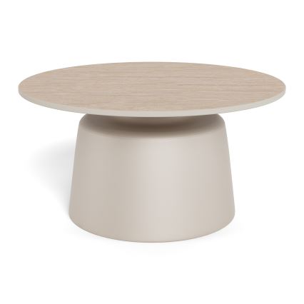 Couchtisch SANTORINI Ø 70 cm Travertin/grau/Keramik