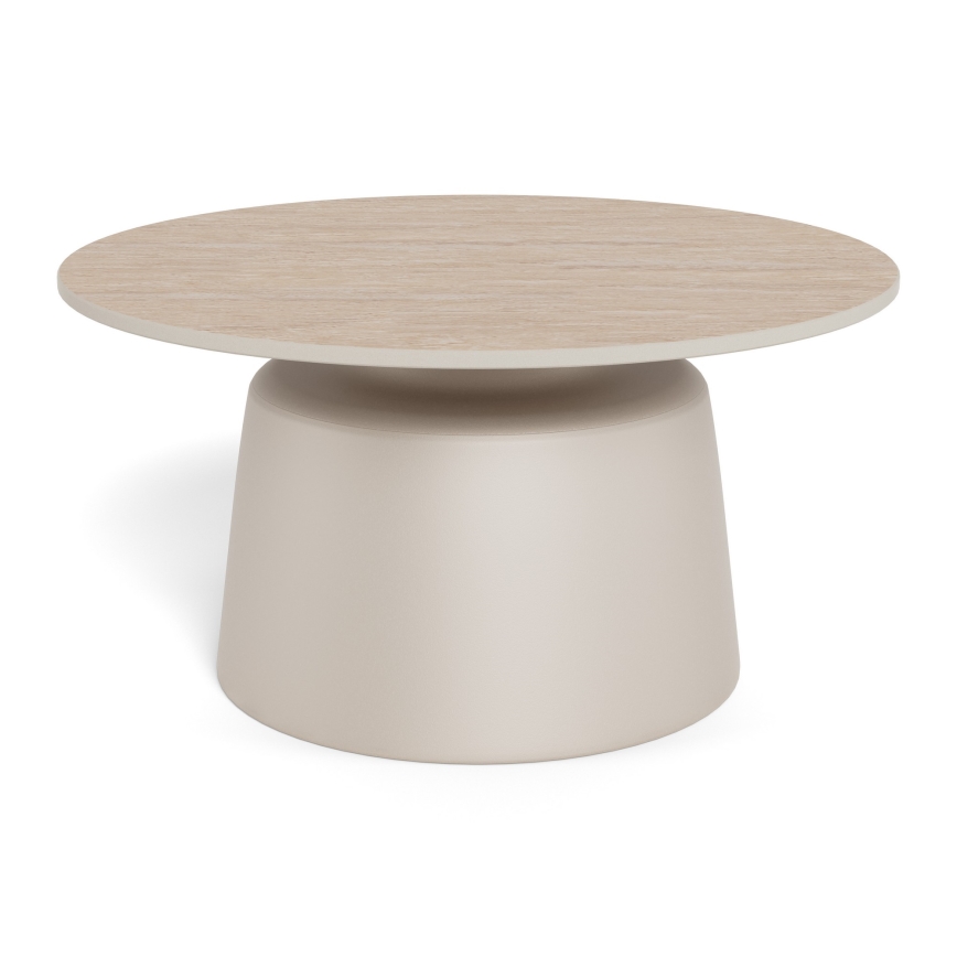 Couchtisch SANTORINI Ø 70 cm Travertin/grau/Keramik