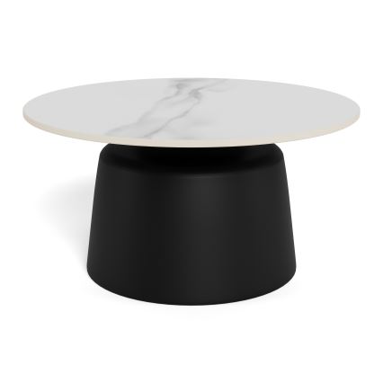 Couchtisch SANTORINI Ø 70 cm weiß/schwarz/Keramik