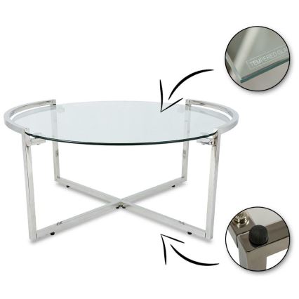 Couchtisch SOLAS 40x90 cm glänzendes Chrom/klar