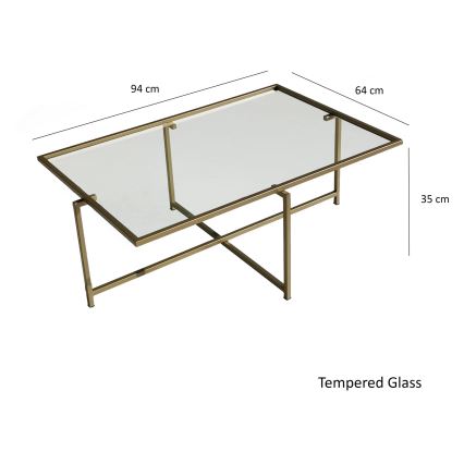 Couchtisch SONNE 35x94 cm golden/klar