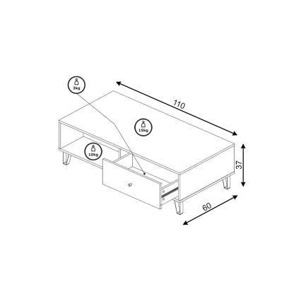 Couchtisch SULA Artisan-Eiche/Weiß