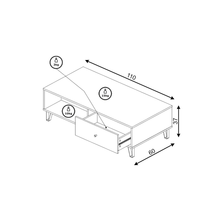 Couchtisch SULA Artisan-Eiche/Weiß