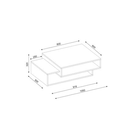 Couchtisch TAB 32x105 cm beige/weiß