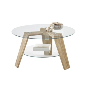 Couchtisch TITAN Ø 75 cm, klar/Eiche