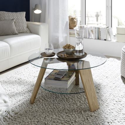 Couchtisch TITAN Ø 75 cm, klar/Eiche