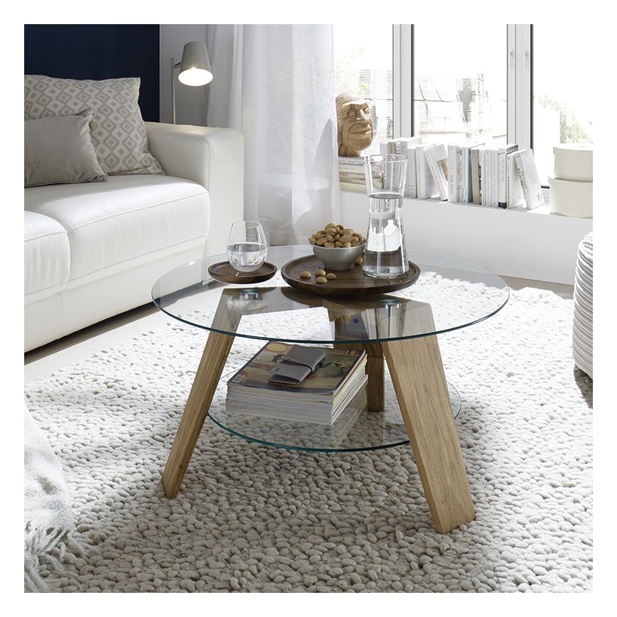 Couchtisch TITAN Ø 75 cm, klar/Eiche