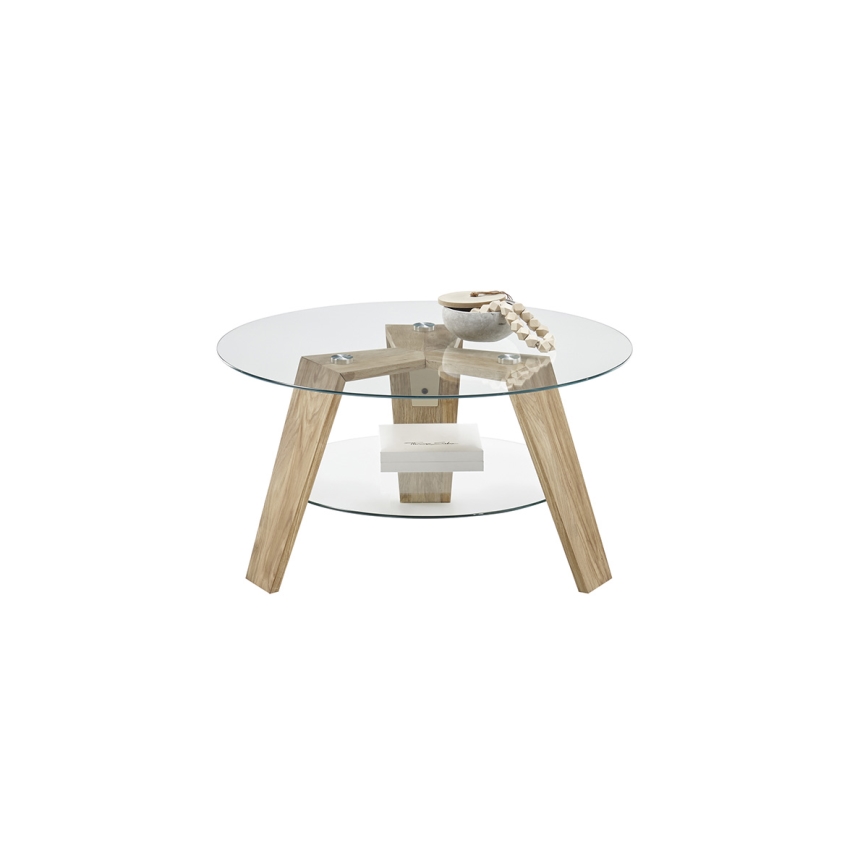 Couchtisch TITAN Ø 75 cm, klar/Eiche