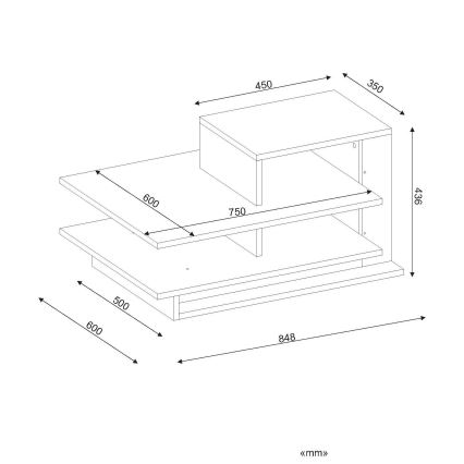 Couchtisch VENUS 43,6x84,8 cm weiß/braun