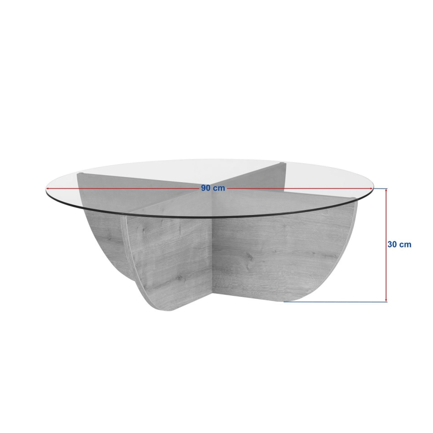 Couchtisch VERE, Ø 90 cm, beige/transparent