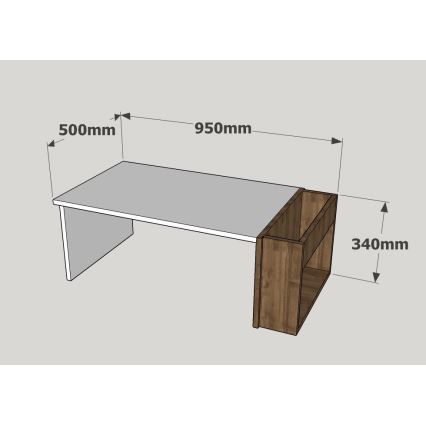 Couchtisch VIEW 34x95 cm weiß/braun