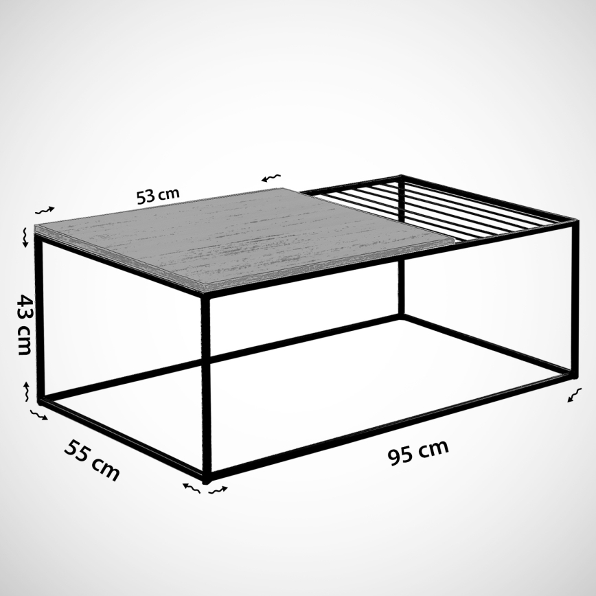 Couchtisch ZINUS 43x95 cm schwarz