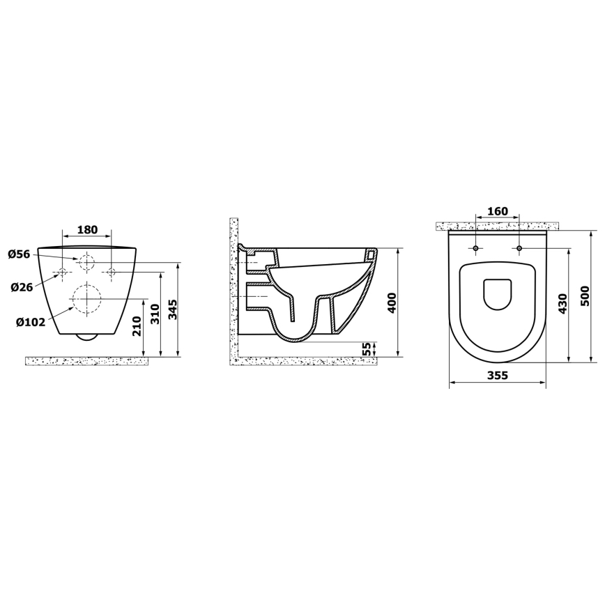Creavit - Wand-WC PAULA Keramik/Weiß