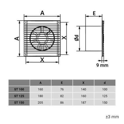 Dalap 1210 - Axialventilator mit Schutzgitter 100 ST 14W/230V