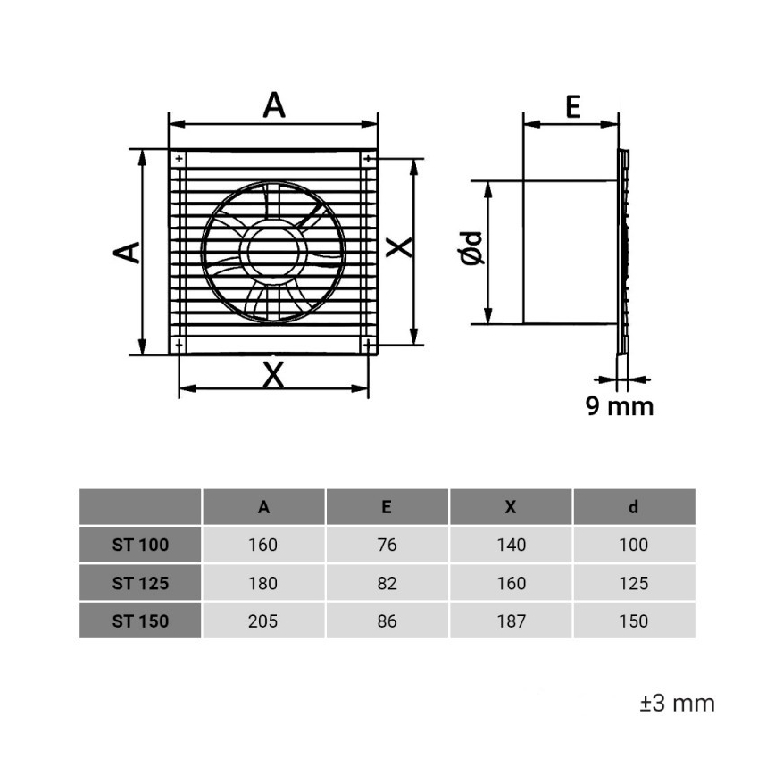 Dalap 1210 - Axialventilator mit Schutzgitter 100 ST 14W/230V