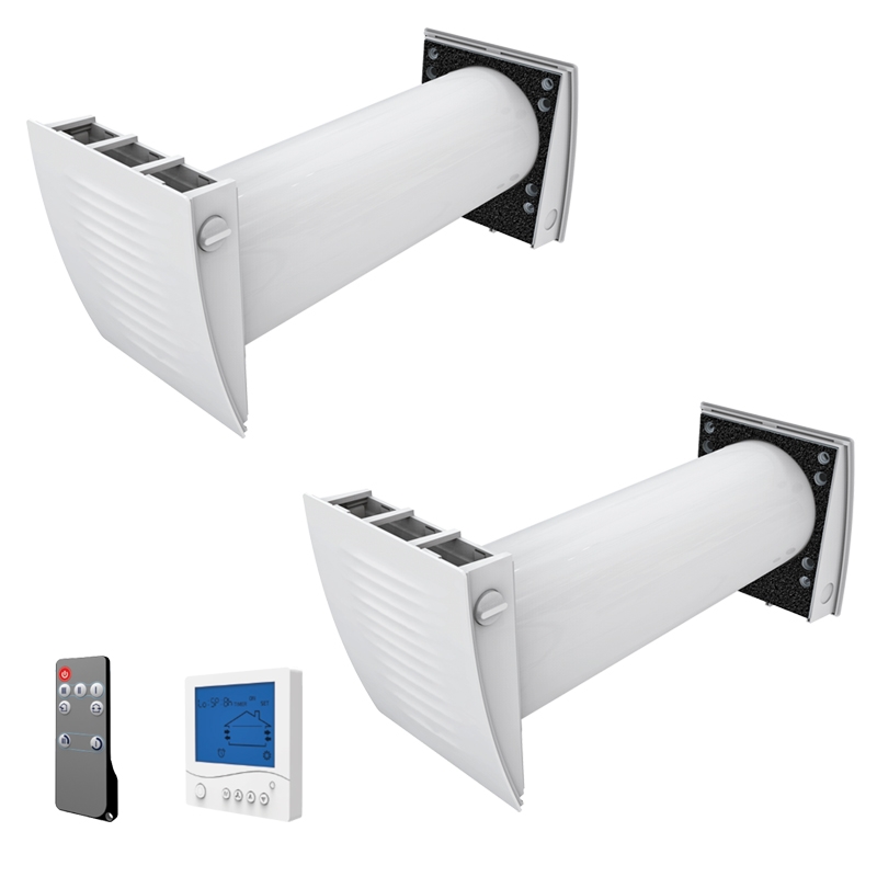 Dalap 55561 - 2er-Set Wohnraumlüftungsgerät mit Wärmerückgewinnung ZEPHIR SIMPLE DOUBLE 7,61W/230V