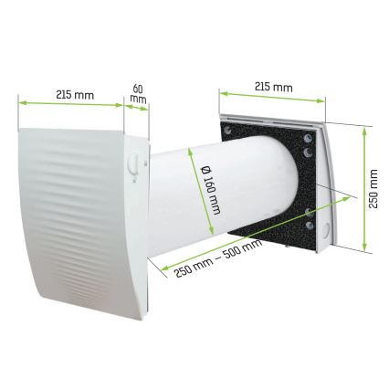 Dalap 55561 - 2er-Set Wohnraumlüftungsgerät mit Wärmerückgewinnung ZEPHIR SIMPLE DOUBLE 7,61W/230V