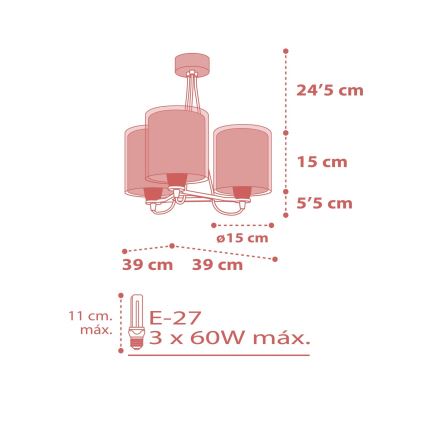 Dalber 41007S - Kinderleuchte DOTS 3xE27/60W/230V