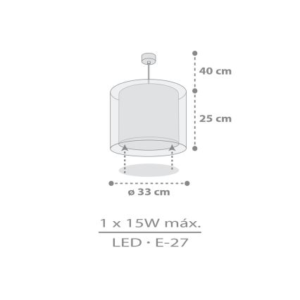 Dalber 41762E - Kinder-Deckenleuchte KAWAII FRIENDS 1xE27/15W/230V grau